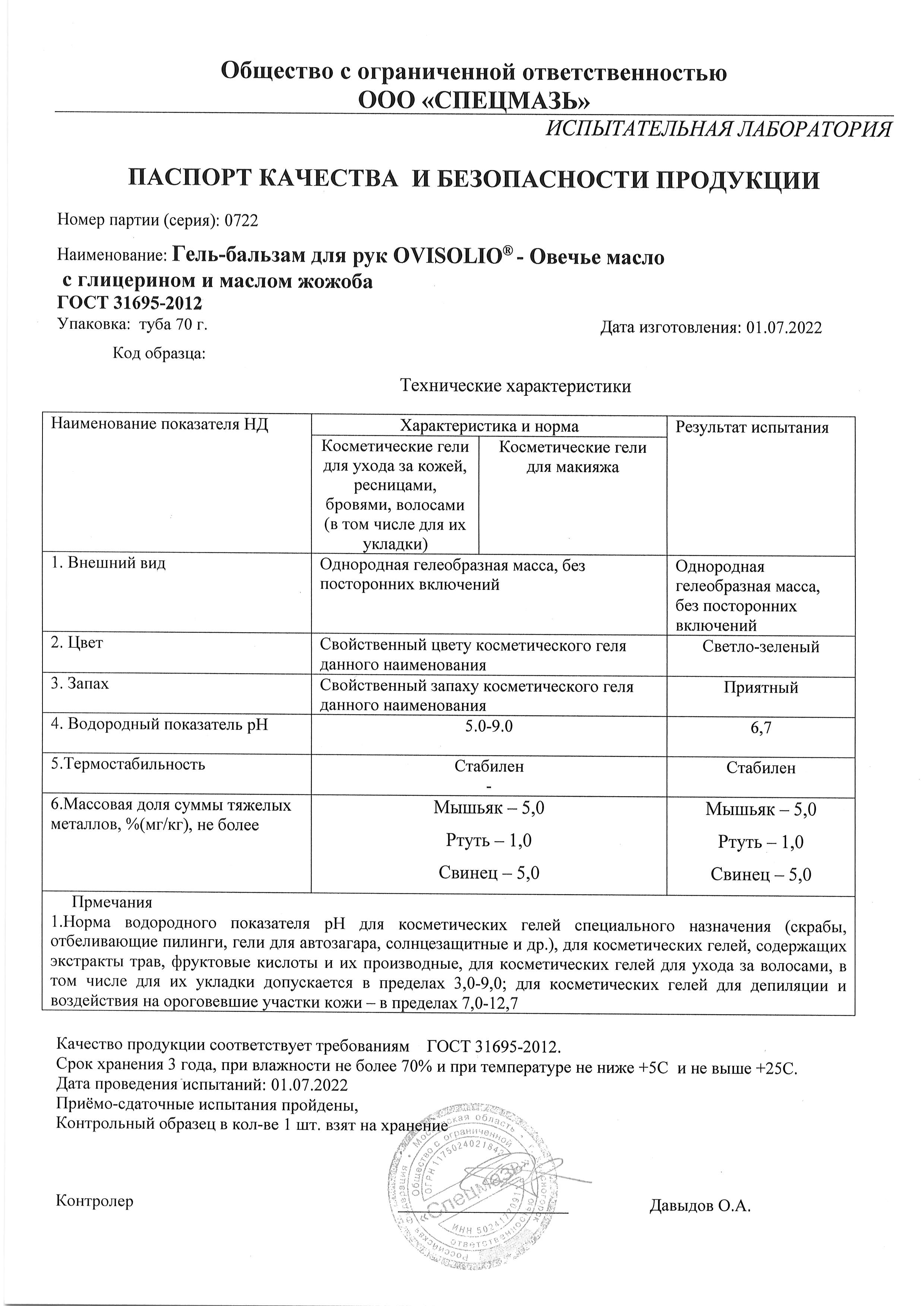 Паспорт №072022